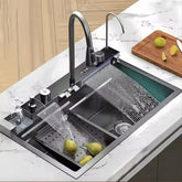 Black Stainless Steel Waterfall Sink β Undermount Kitchen